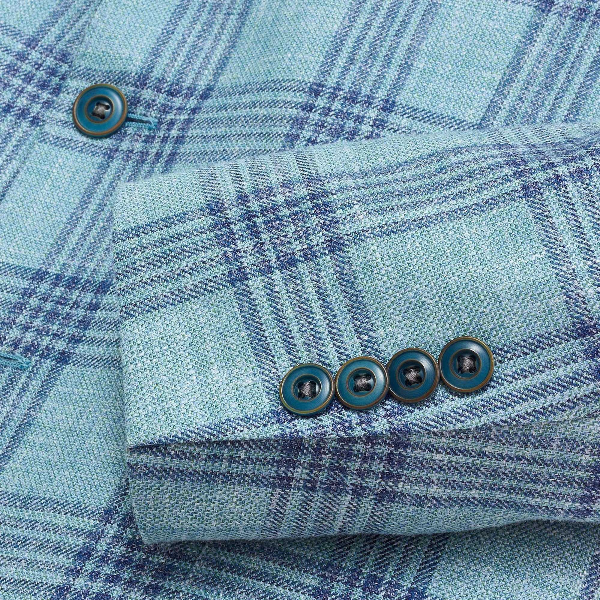 E. Thomas Deep Sea Plaid Sport Coat