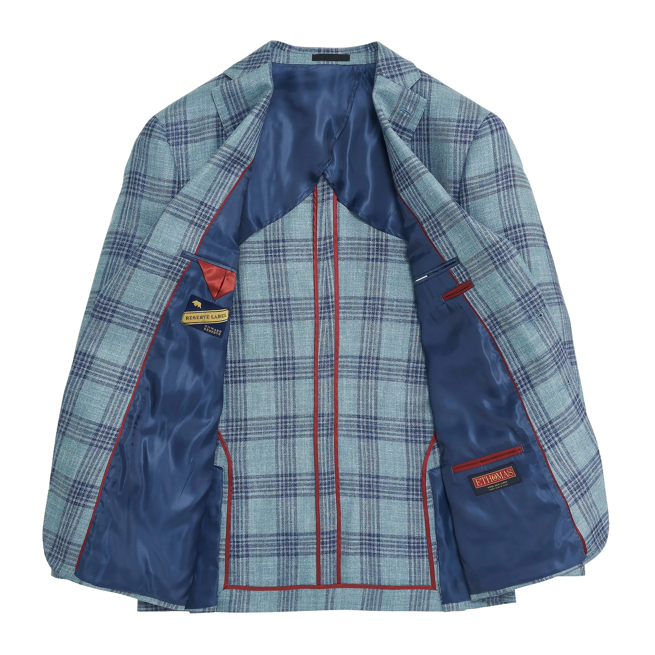 E. Thomas Deep Sea Plaid Sport Coat