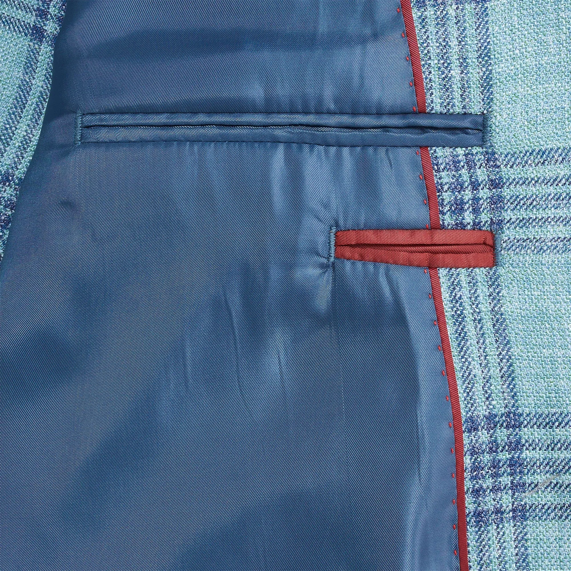 E. Thomas Deep Sea Plaid Sport Coat