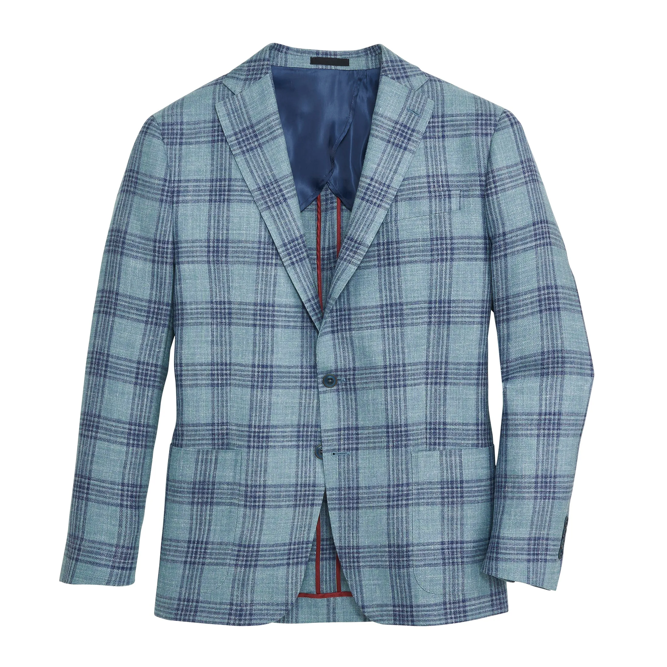 E. Thomas Deep Sea Plaid Sport Coat