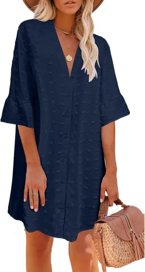 ELESOL Women's Swimsuit Coverup Button Down Beach Cover Ups Shirt Dress Summer Casual Oversized Vacation Swimwear