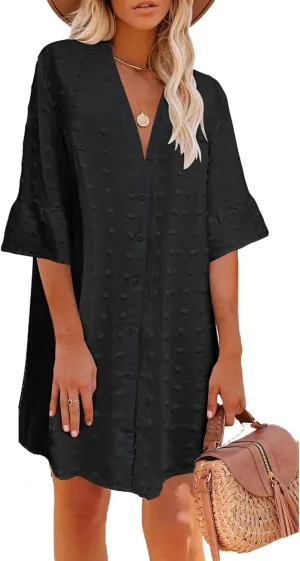 ELESOL Women's Swimsuit Coverup Button Down Beach Cover Ups Shirt Dress Summer Casual Oversized Vacation Swimwear
