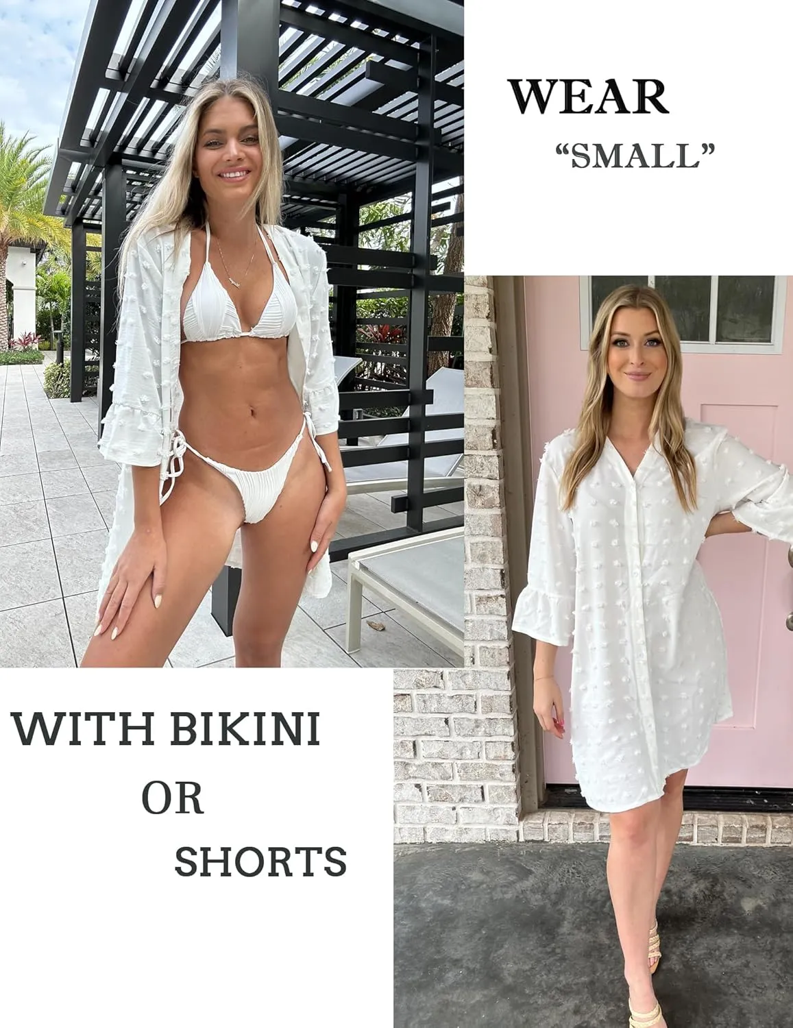 ELESOL Women's Swimsuit Coverup Button Down Beach Cover Ups Shirt Dress Summer Casual Oversized Vacation Swimwear
