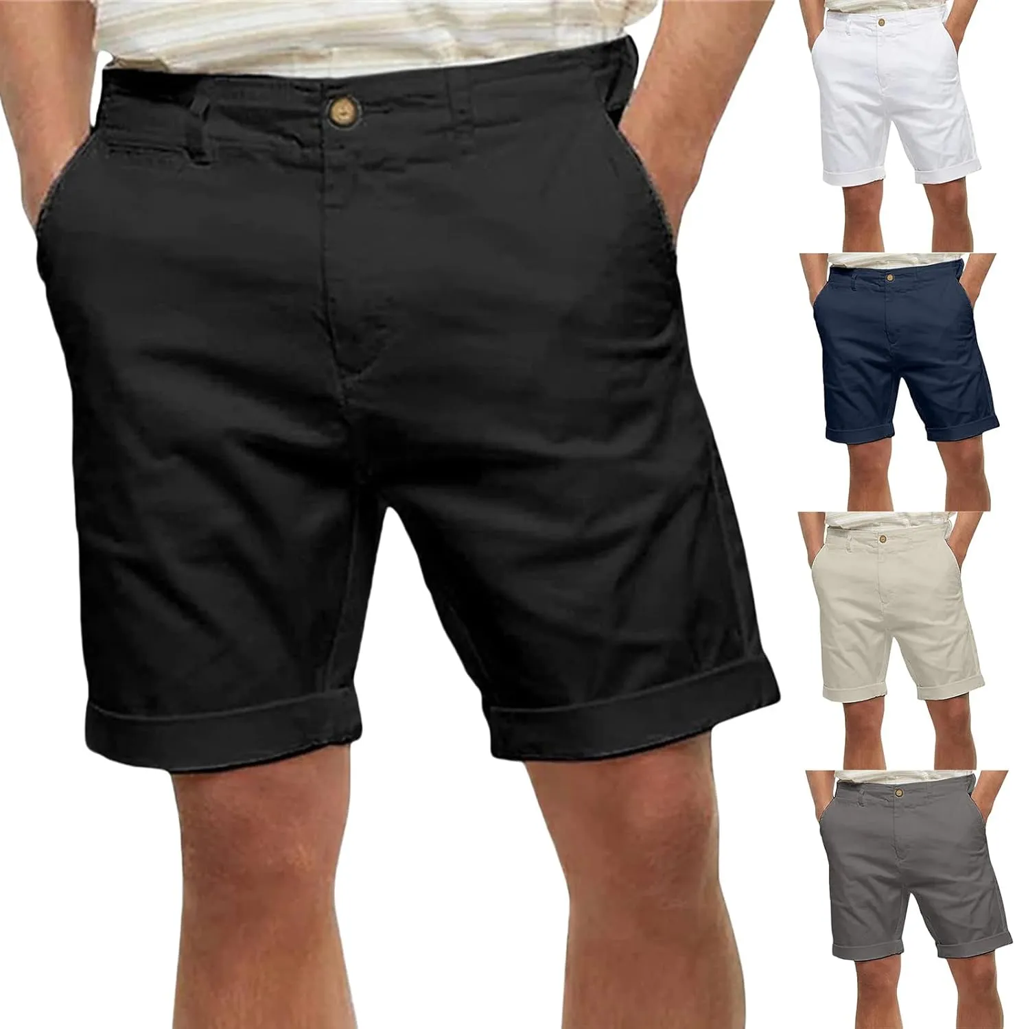 evzosrz Mens Slim Fit Stretch Cotton Chino Summer Shorts Fashion Breathable Workout Golf Casual Chino Short for Men