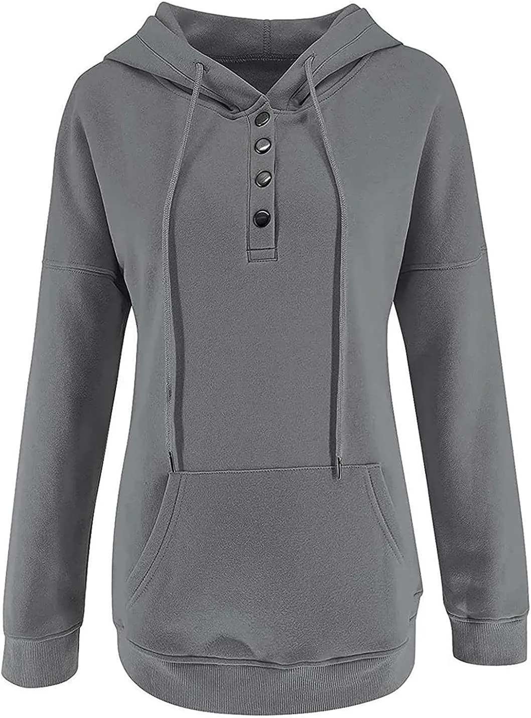 Fall Oversized Women's Sweatshirts Lightweight Solid Y2k Hoodies Casual Button Long Sleeve Drawstring Pullover Tops