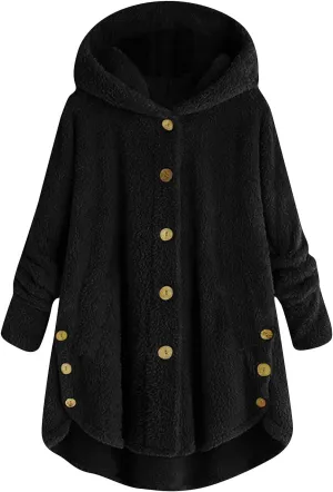 Fleece Hooded Jacket Women,2023 Winter Warm Fuzzy Cute cat Ear Hoodies Sweatshirt Oversized Coat with Pockets