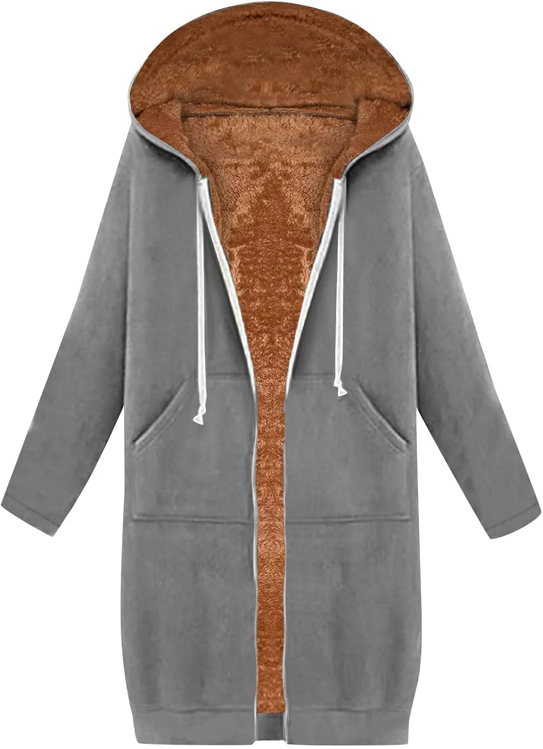 Fleece Lined Hoodie for Women Long Zipper Hoodies Zip Up Oversized Sweatshirts Womens Tunic Sweatshirt Blazer Winter