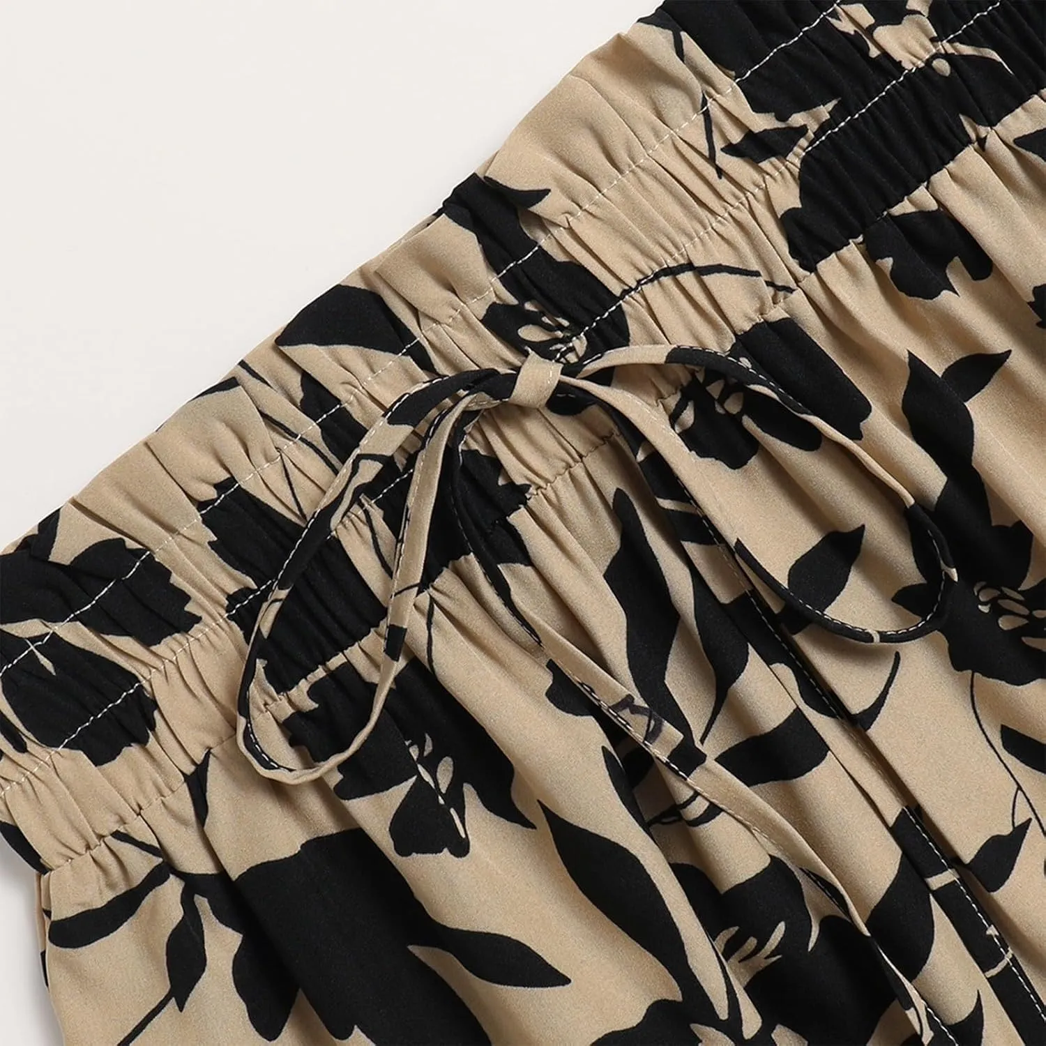 Floral Maxi Skirt for Women Summer Casual Tiered Elastic High Waisted Skirts Comfy Vacation Flowy Swing Long Skirts