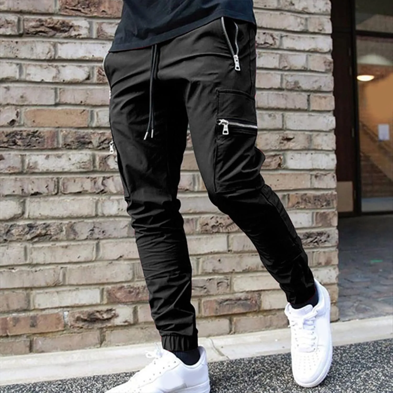 Flowy Pants for Men Casual Fall Pants for Men Men's Slim-Fit Casual Stretch Chino Pant Mens Casual Pants with Pockets
