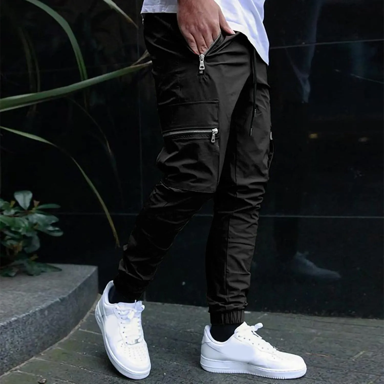 Flowy Pants for Men Casual Fall Pants for Men Men's Slim-Fit Casual Stretch Chino Pant Mens Casual Pants with Pockets