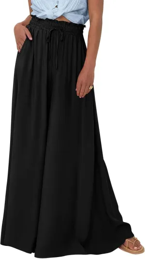 Flowy Pants for Women Wide Leg Palazzo Pants High Waisted Pant 2024 Summer Lounge Floral Print Boho Beach Trousers