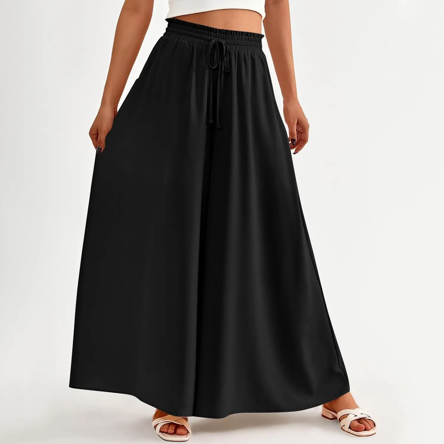 Flowy Pants for Women Wide Leg Palazzo Pants High Waisted Pant 2024 Summer Lounge Floral Print Boho Beach Trousers