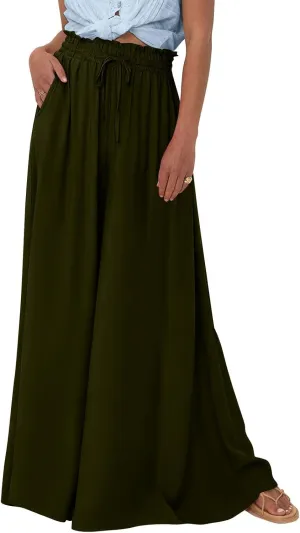 Flowy Pants for Women Wide Leg Palazzo Pants High Waisted Pant 2024 Summer Lounge Floral Print Boho Beach Trousers