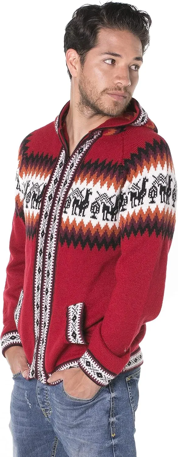 Gamboa Alpaca Cardigan Sweaters for Men Hoodie Mens Jacket Light and Softness Wool Knitted Summer Winter Hooded Sweater