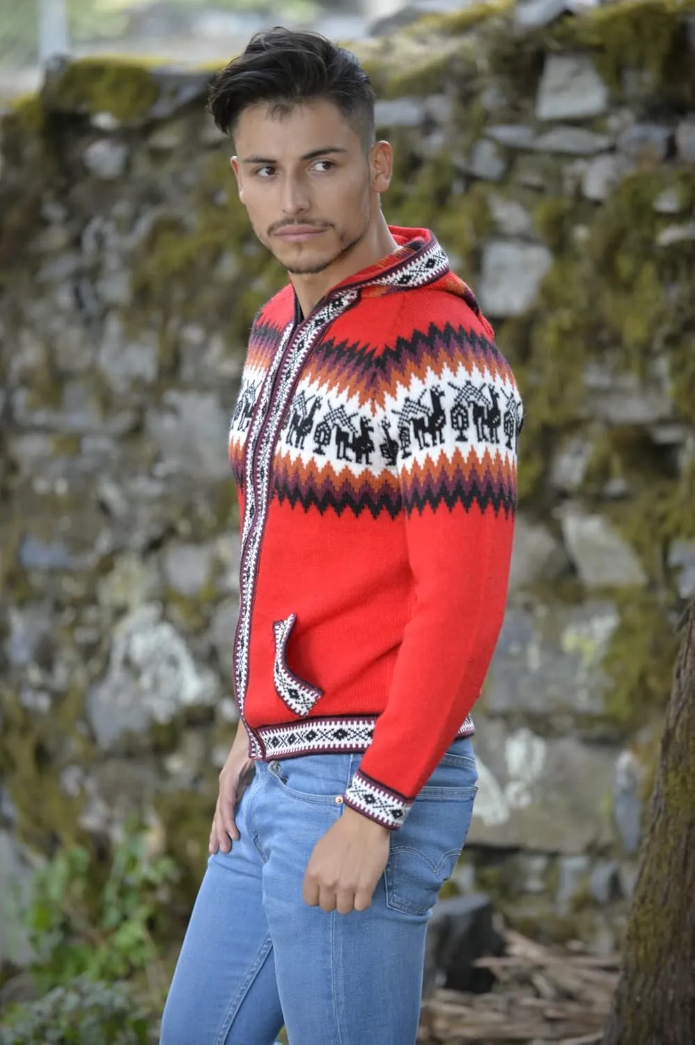 Gamboa Alpaca Cardigan Sweaters for Men Hoodie Mens Jacket Light and Softness Wool Knitted Summer Winter Hooded Sweater