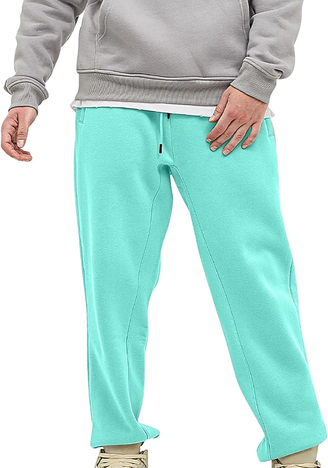 GIERIDUC Men's Casual Joggers Pants Mens White Sweat Pants with Pockets Summer Work Pants for Men Tight Baseball Long Pants