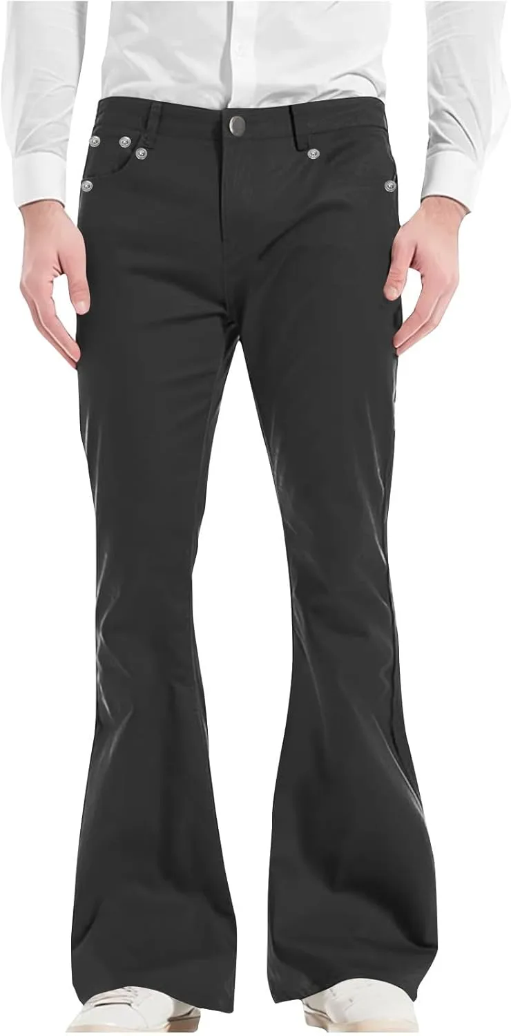 GIERIDUC Men's Drawstring Waist Cargo Pants Men's Classic Fit Dress Pants Black Cotton Cargo Trousers Relaxing Gifts for Men