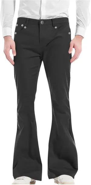 GIERIDUC Men's Drawstring Waist Cargo Pants Men's Classic Fit Dress Pants Black Cotton Cargo Trousers Relaxing Gifts for Men