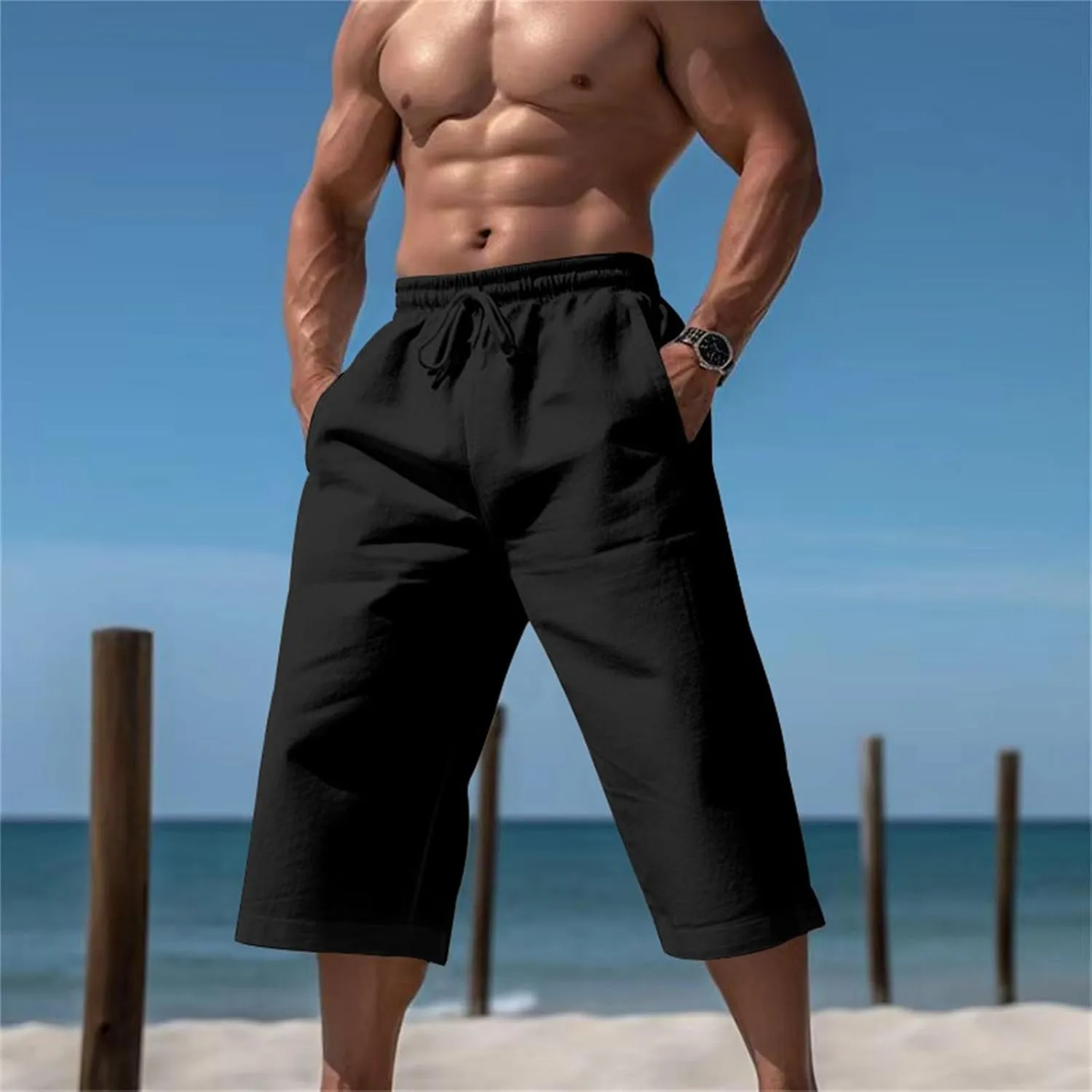 GIERIDUC Men's Wide Leg Flare Sweatpants Men's Lightweight Work Pants Off White Tracksuit Bottoms Long Length Mens Trousers