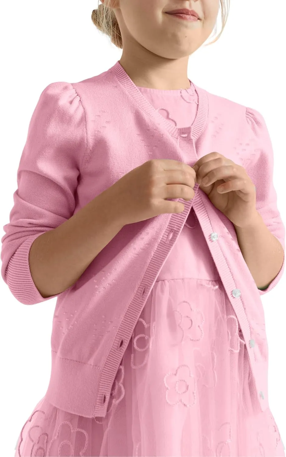 Girls Cropped Cardigan Knit Shrugs for Dresses Tops V Neck Button Down Cardigans Sweaters