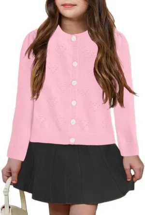 Girls Cropped Cardigan Knit Shrugs for Dresses Tops V Neck Button Down Cardigans Sweaters