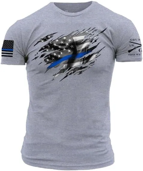 Grunt Style Still Standing Blue Line Men's T-Shirt