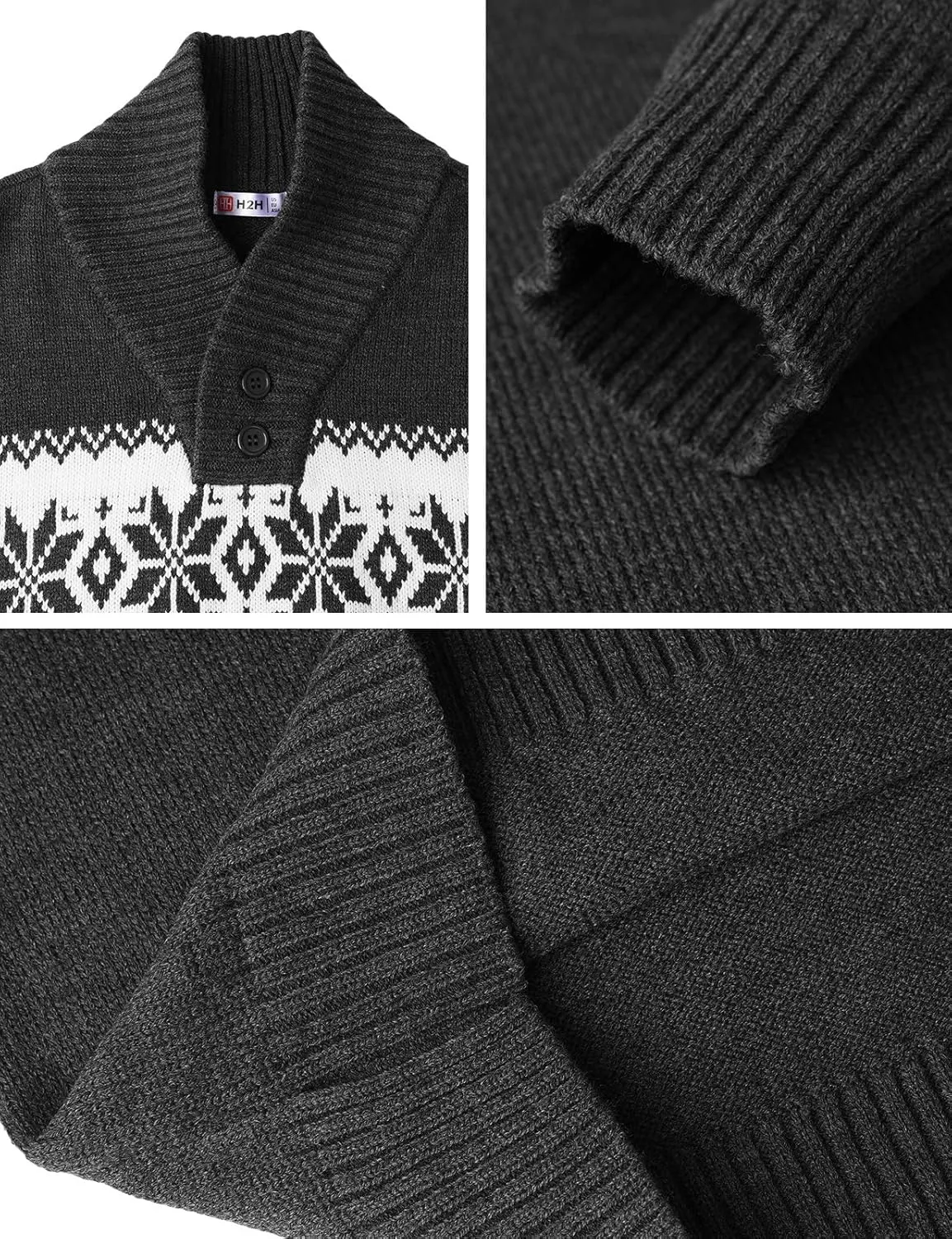 H2H Mens Slim Fit Casual Christmas Sweater Knitted Xmas Knitwear Holiday Knit