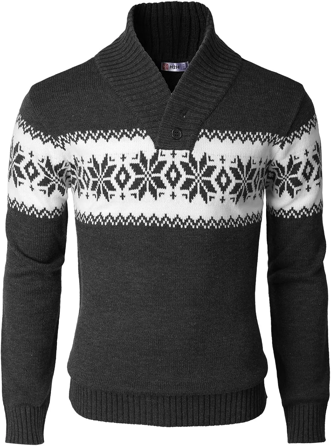 H2H Mens Slim Fit Casual Christmas Sweater Knitted Xmas Knitwear Holiday Knit