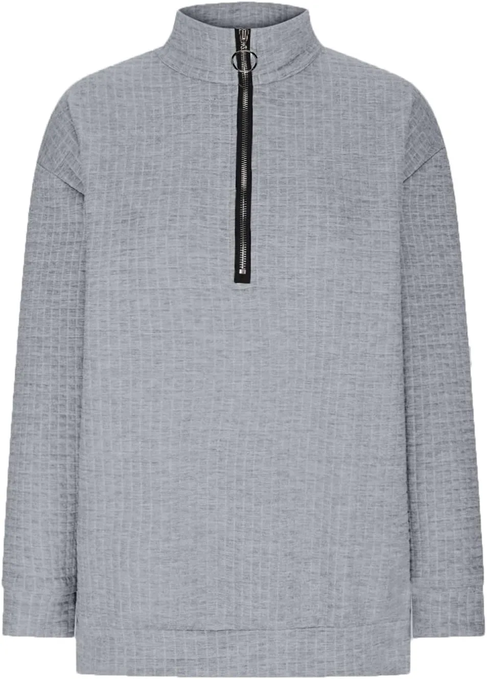 Half Zip Sweatshirt Women 1/2 Zipper Oversized Waffle Quilted Pattern Cropped Pullover Fall Winter Tops