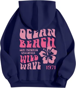 Hoodies For Teen Girls Long Sleeve Letter Print Casual Graphic Drawstring Pullover Cute Oversize Hoodie