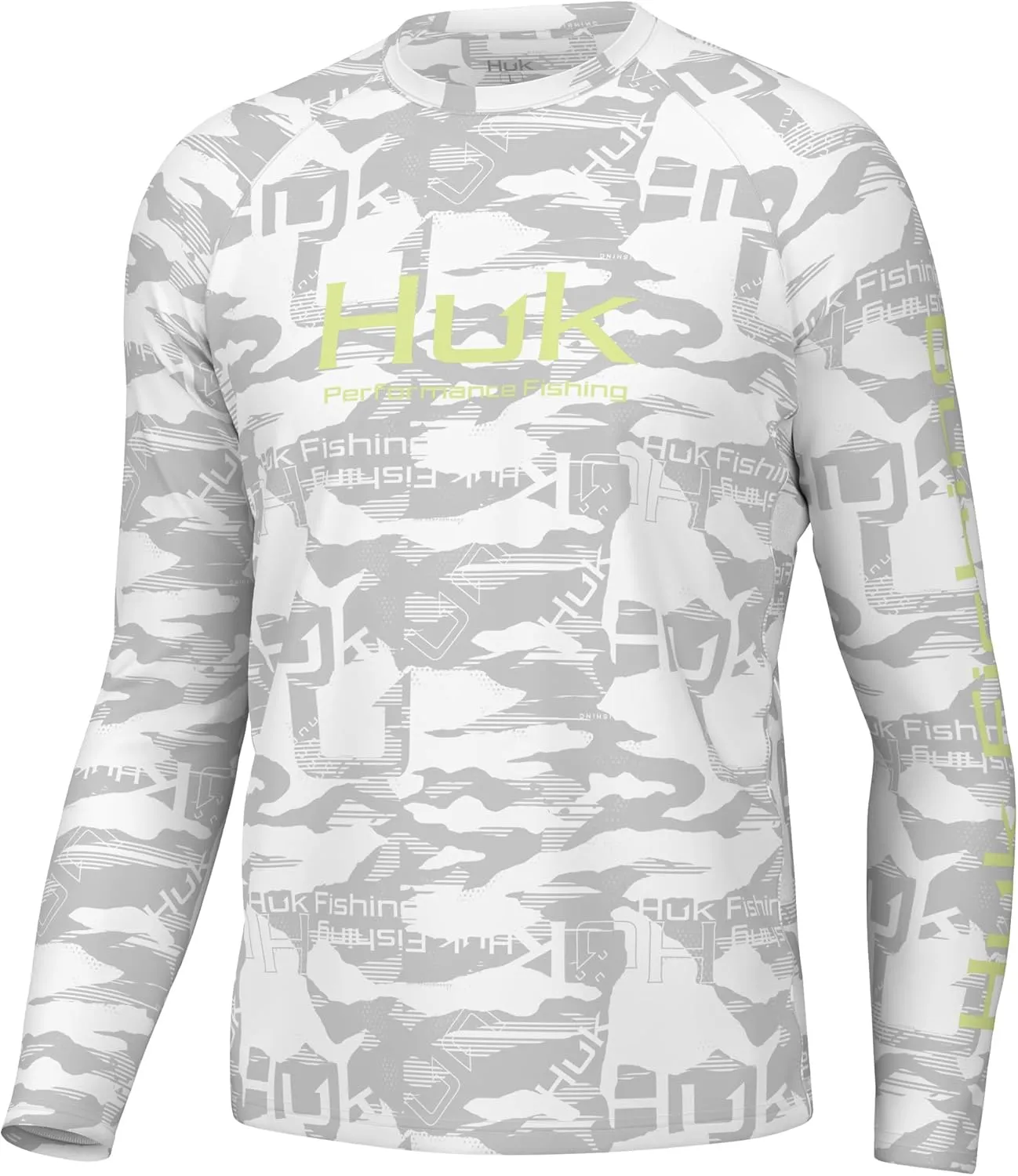 HUK Men's Pursuit Pattern Crew Sleeve, Performance Shirt