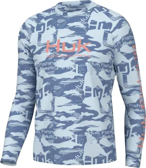 HUK Men's Pursuit Pattern Crew Sleeve, Performance Shirt