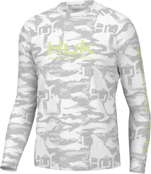 HUK Men's Pursuit Pattern Crew Sleeve, Performance Shirt