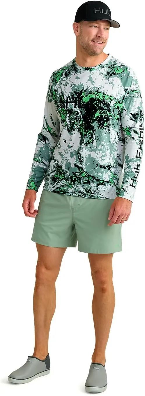 HUK Men's Pursuit Pattern Crew Sleeve, Performance Shirt