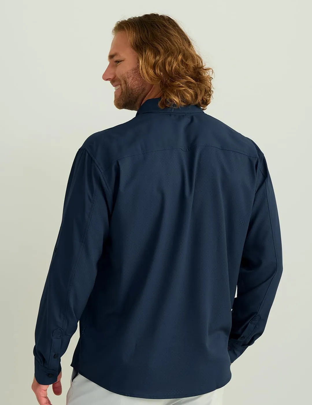 HUK Men's Tide Point Solid Long Sleeve Shirt, Button