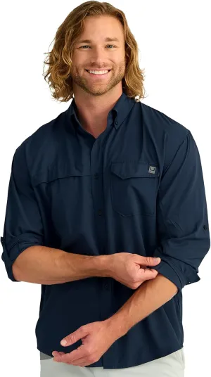 HUK Men's Tide Point Solid Long Sleeve Shirt, Button
