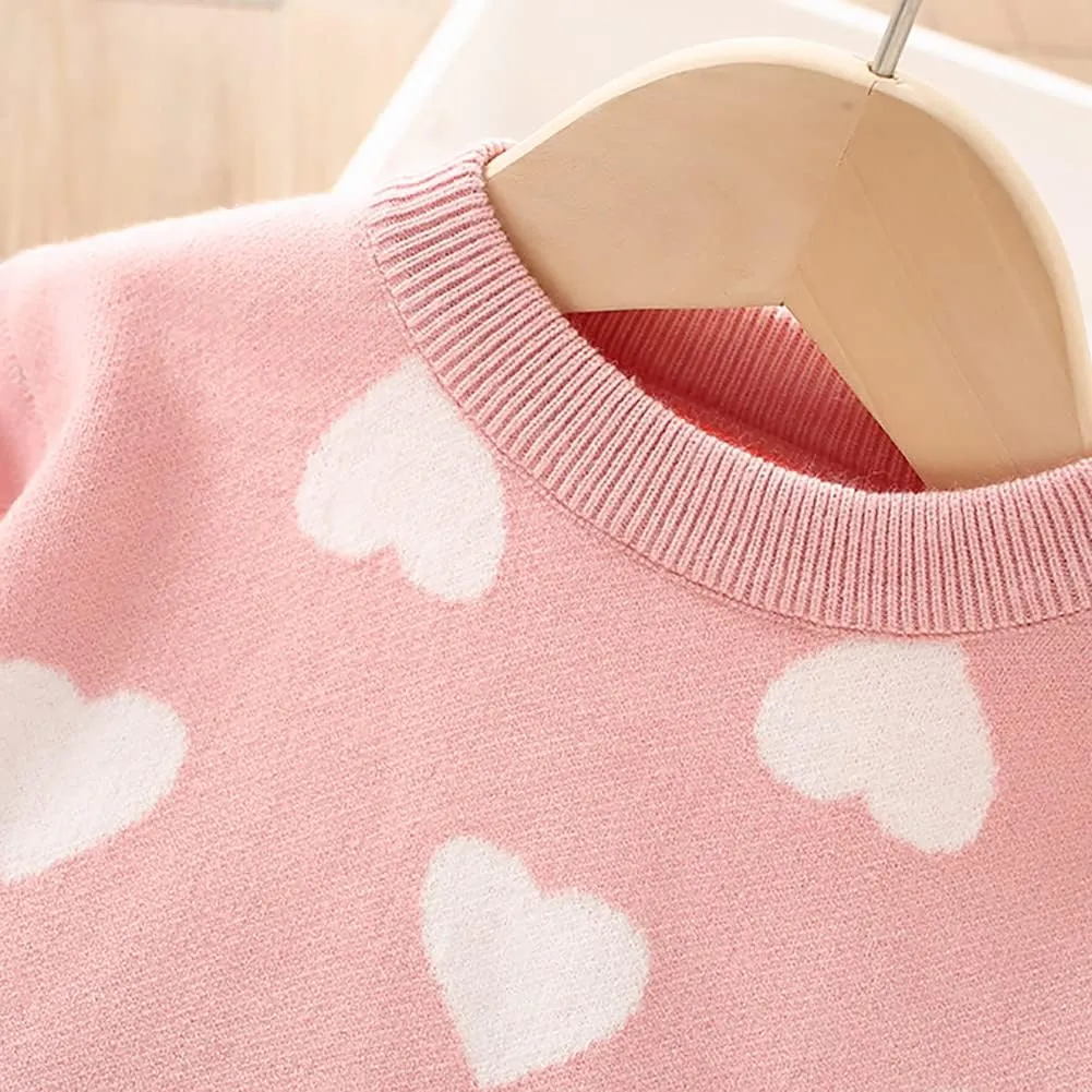 IBTOM CASTLE Toddler Baby Girl Knitted Long Sleeve Sweater Buttons Tops Mini Pleated Skirt Bowknot Clothes Fall Outfit Set