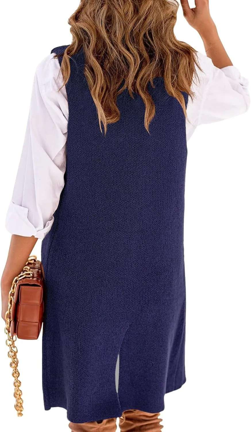 IDEALSANXUN Womens Long Sweater Vest Fall Winter Sleeveless Knit Cardigan Outerwear