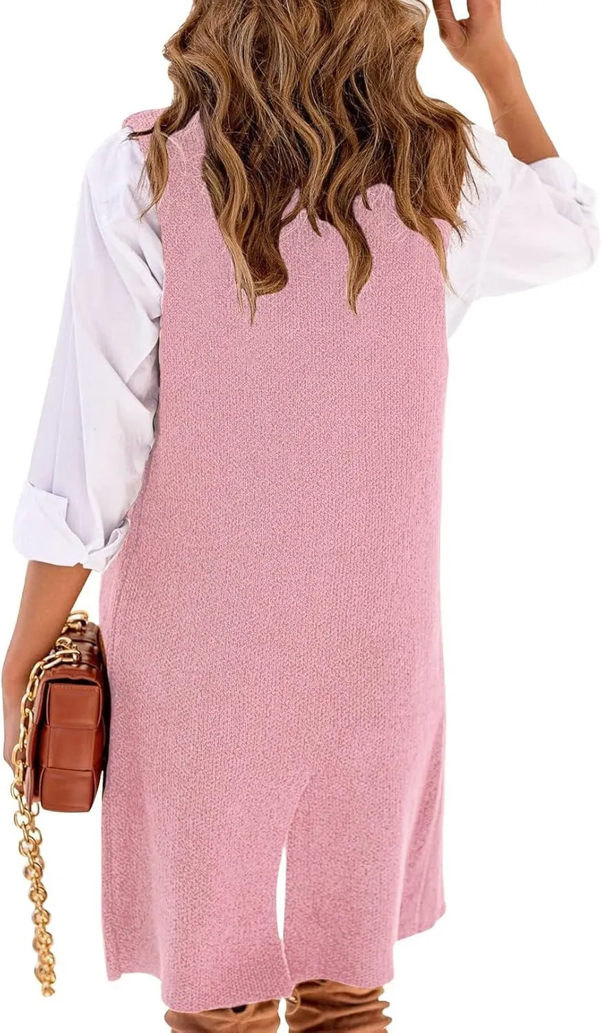 IDEALSANXUN Womens Long Sweater Vest Fall Winter Sleeveless Knit Cardigan Outerwear