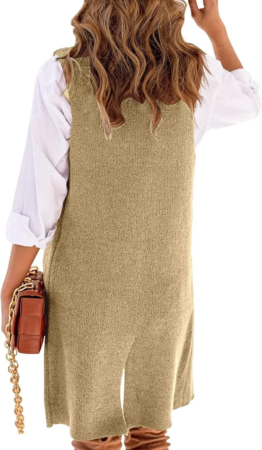 IDEALSANXUN Womens Long Sweater Vest Fall Winter Sleeveless Knit Cardigan Outerwear