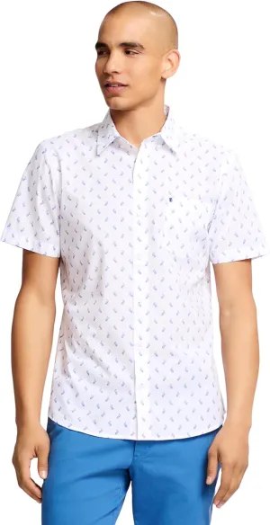 Izod Mens Breeze Short Sleeve Button Down Patterned Shirt