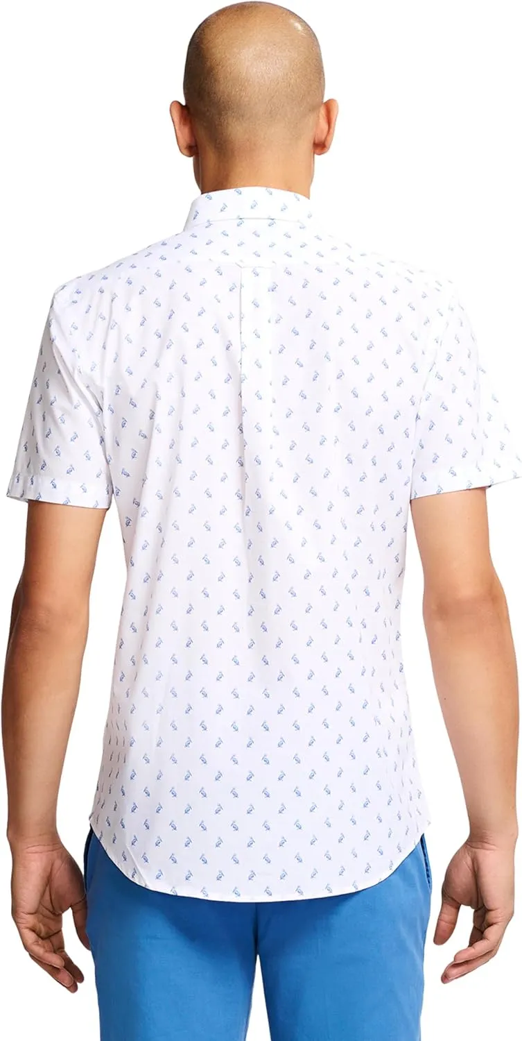 Izod Mens Breeze Short Sleeve Button Down Patterned Shirt