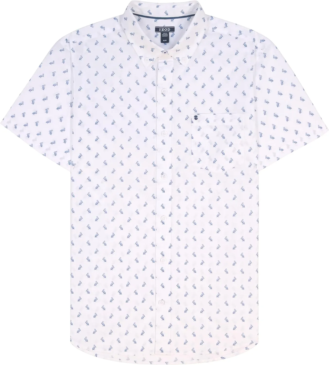 Izod Mens Breeze Short Sleeve Button Down Patterned Shirt