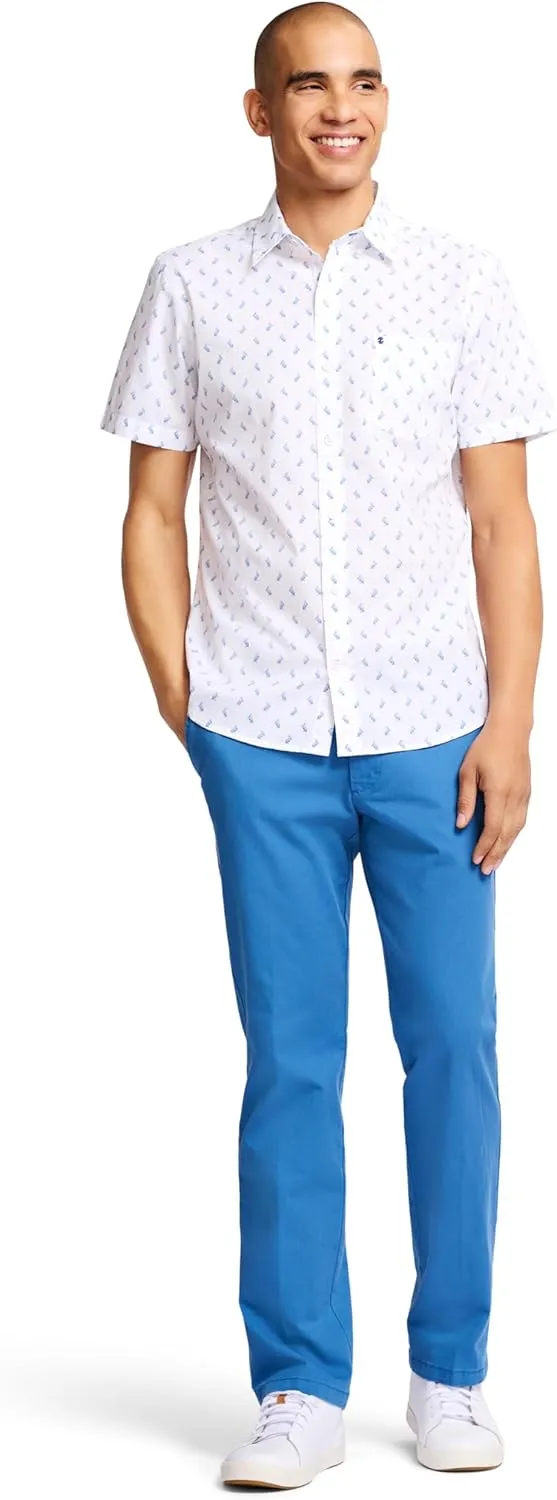 Izod Mens Breeze Short Sleeve Button Down Patterned Shirt