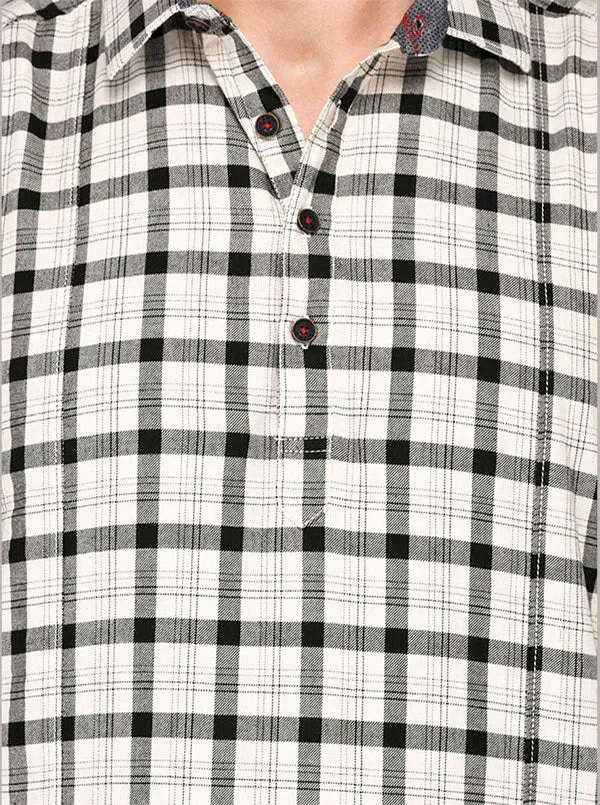 JadeBlue Black & White Checkered Short Kurta