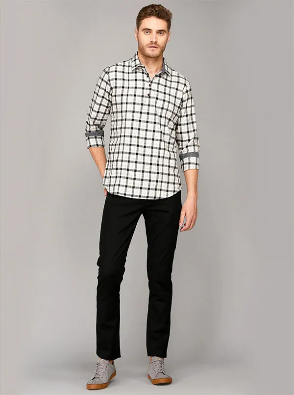 JadeBlue Black & White Checkered Short Kurta
