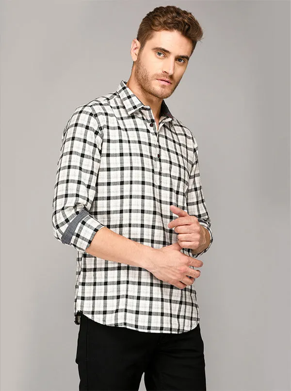 JadeBlue Black & White Checkered Short Kurta