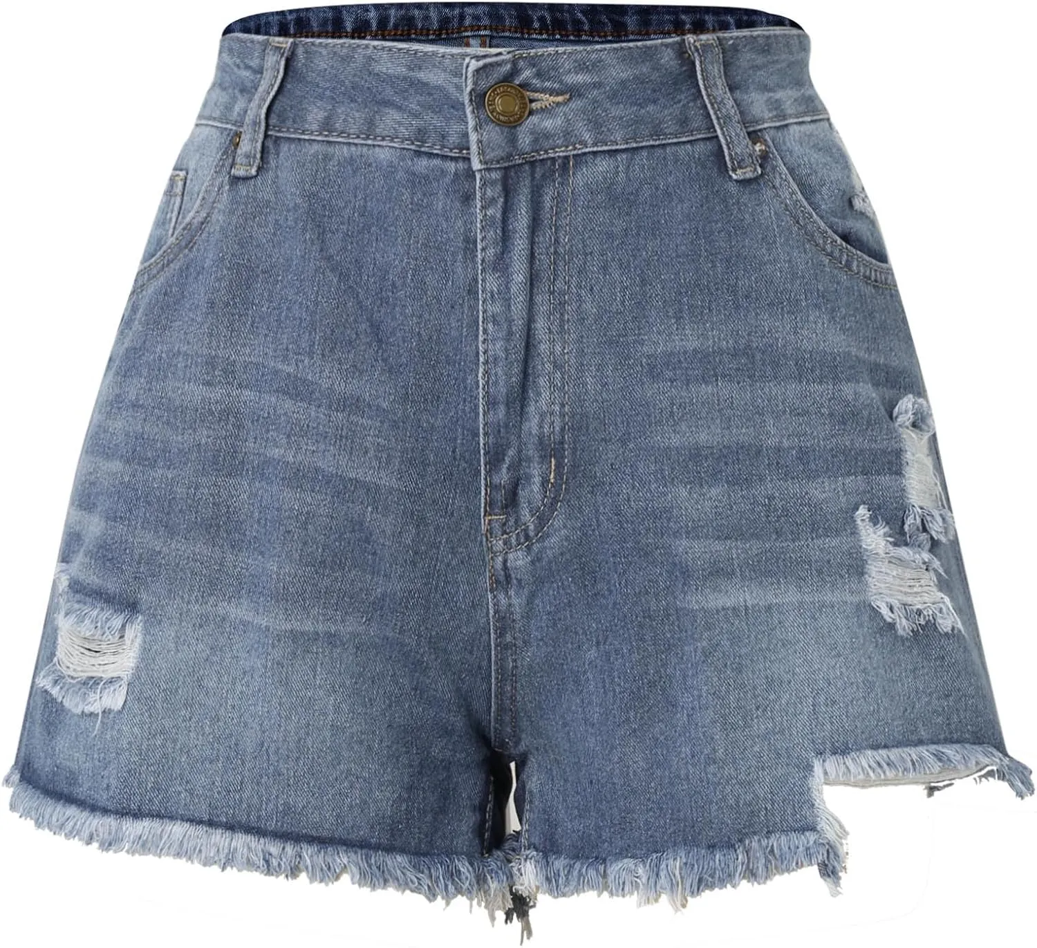 Jean Shorts for Women High Waisted Stretchy Distressed Denim Shorts Ripped Frayed Raw Hem Summer Casual Short Pants