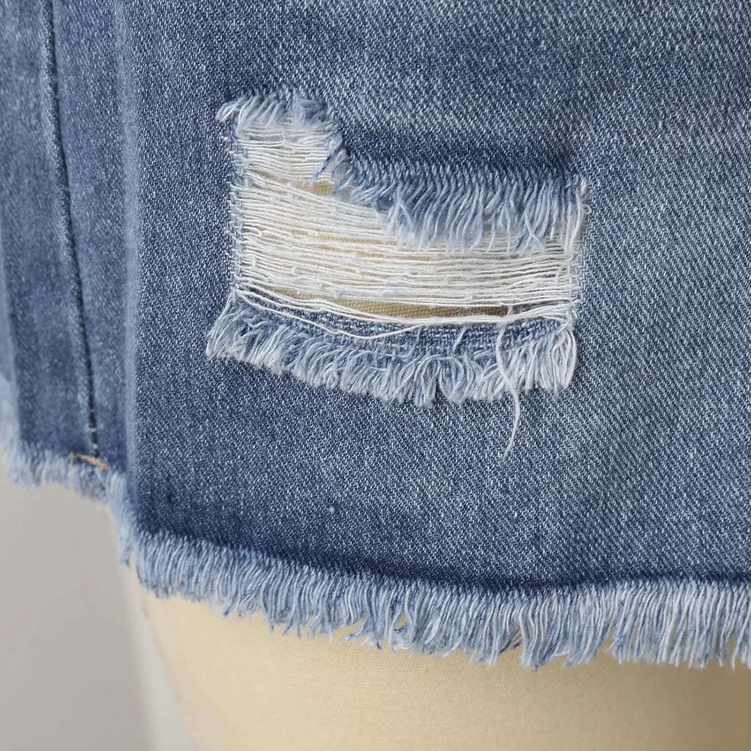 Jean Shorts for Women High Waisted Stretchy Distressed Denim Shorts Ripped Frayed Raw Hem Summer Casual Short Pants