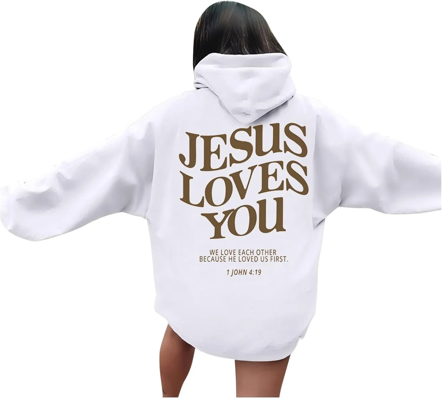 Jesus Loves You Hoodie Women Oversized Christian Hoodies Pullover Faith Jesus Sweatshirt Letter Graphic Hoodies Sweatshirts